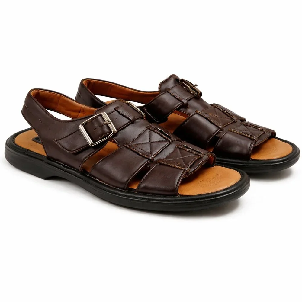 Carlo Pradi Men’s Leather Sandals Dark Brown | Genuine Leather Comfort Sandals